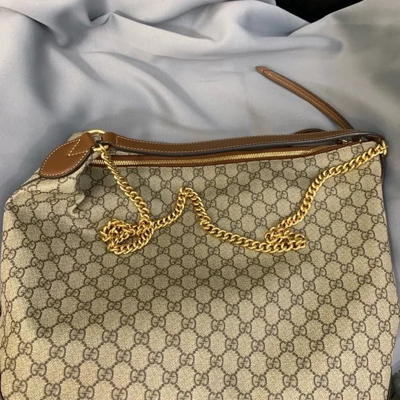 GG Supreme Monogram Large Linea A Hobo Light Brown - Picture 4 of 11